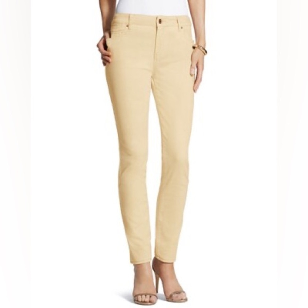 Chico’s Size 1 (US 8) Platinum Denim Jeggings In Dusty Yellow